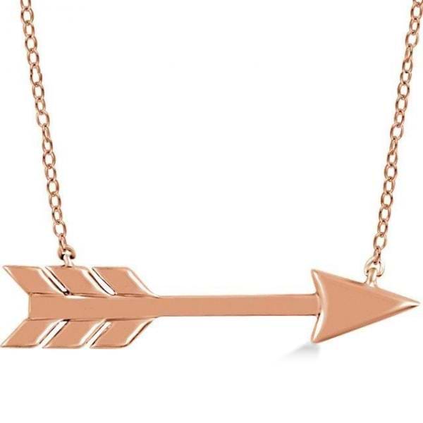 Cupid's Arrow Pendant Necklace Plain Metal 14k Rose Gold