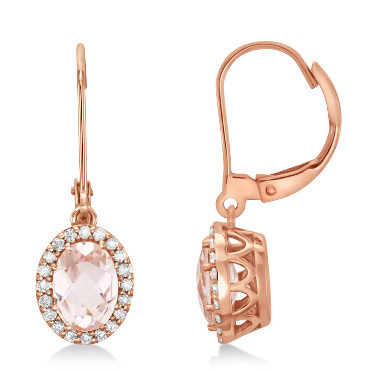 Morganite & Diamond-Accented Drop Earrings 14k Rose Gold (1.92ct)