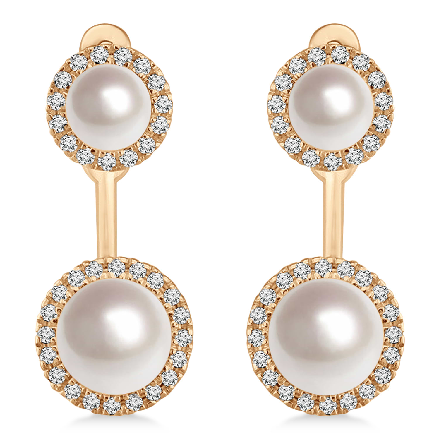 Freshwater Pearl & Diamond Earrings 14k Rose Gold (4.0-5.3mm)