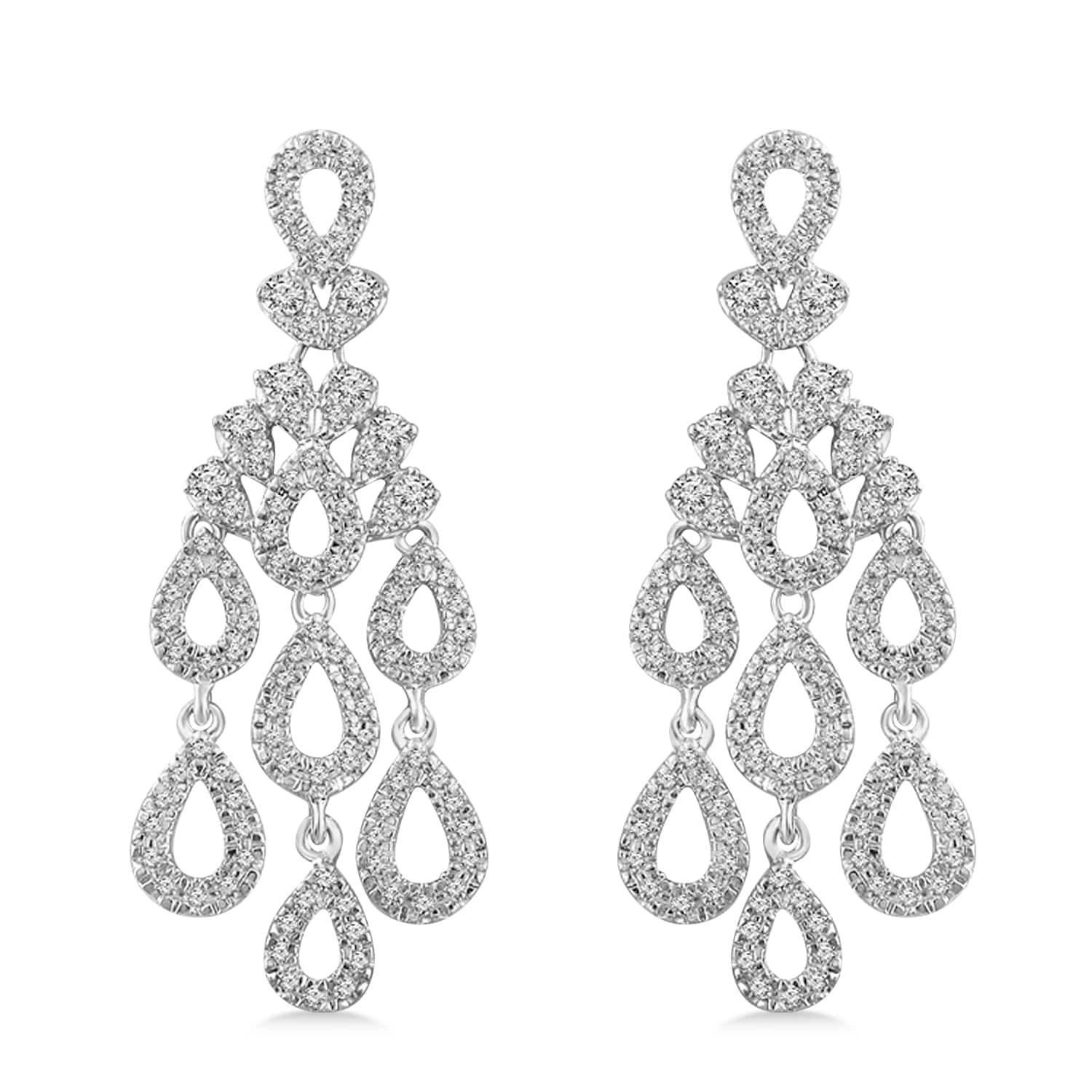 Diamond Chandelier Dangle Earrings 14k White Gold (0.88 ctw)