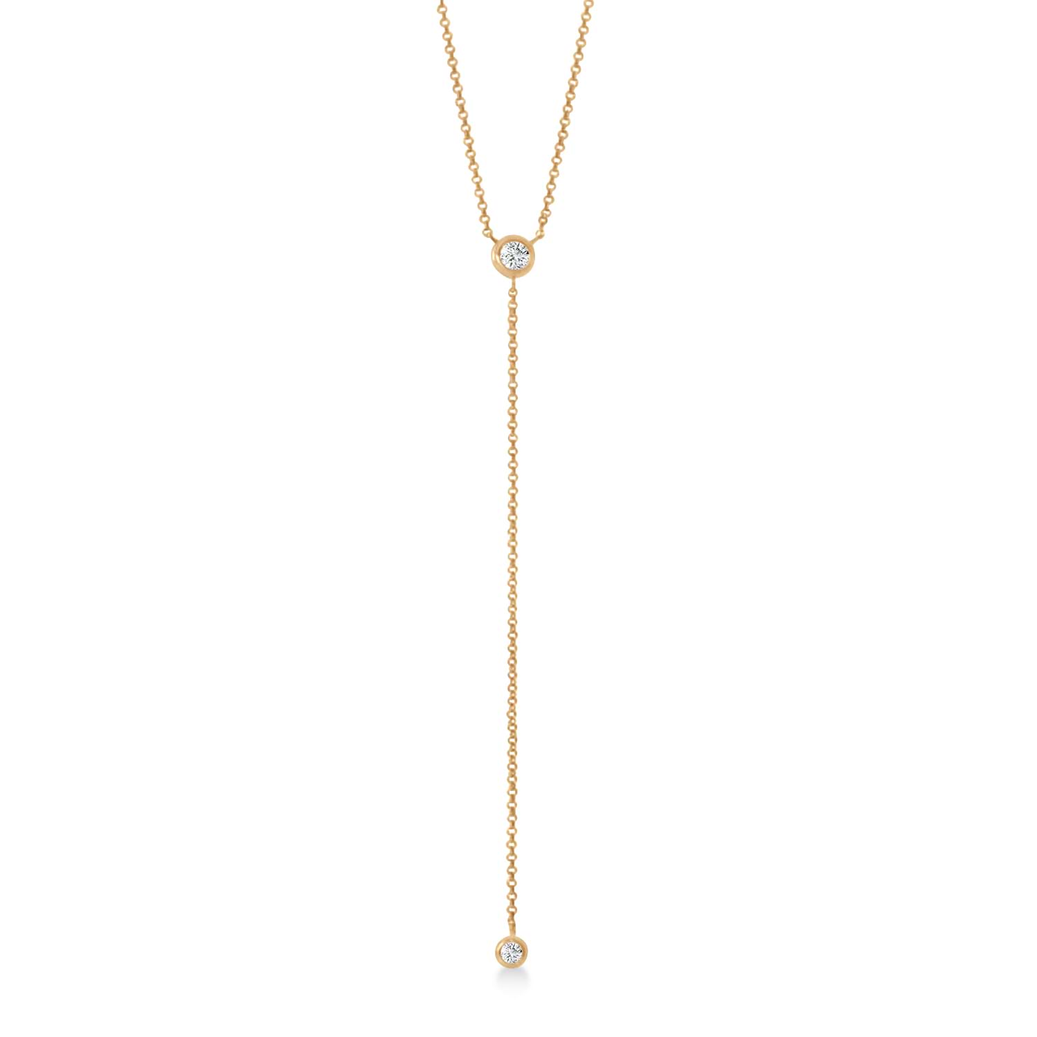 Diamond "Y" Pendant Necklace 14k Rose Gold (0.20 ctw)