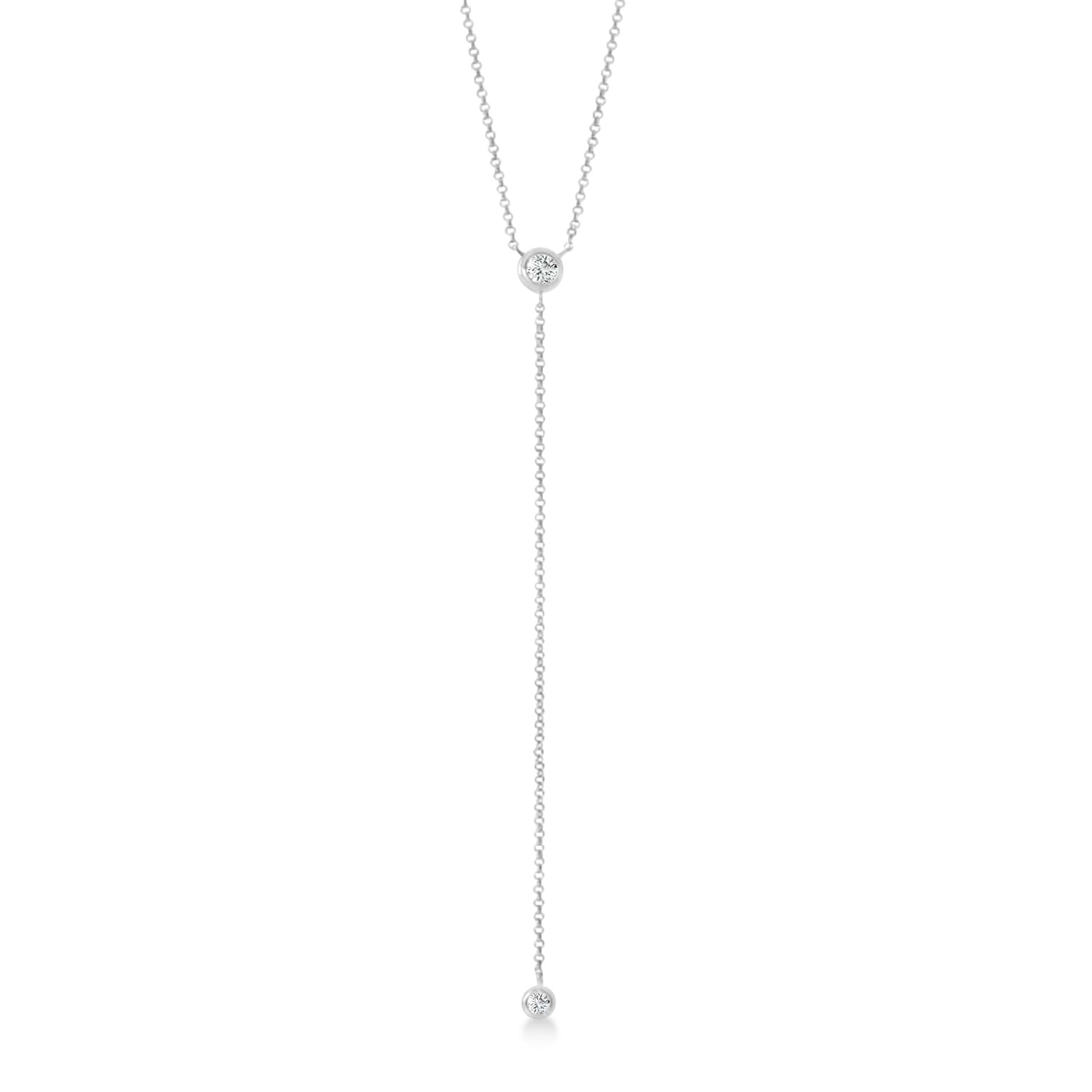 Diamond "Y" Pendant Necklace 14k White Gold (0.20 ctw)