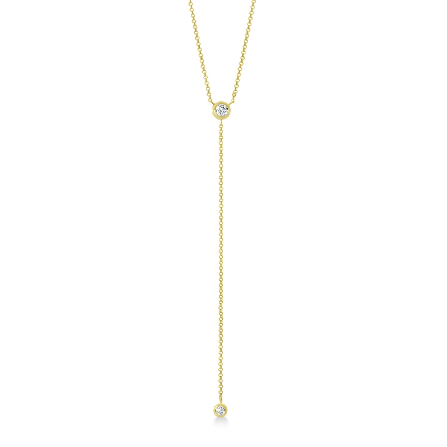 Diamond "Y" Pendant Necklace 14k Yellow Gold (0.20 ctw)