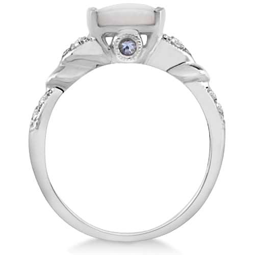 Tanzanite, Diamond and Opal Ring 14k White Gold (1.10ct)