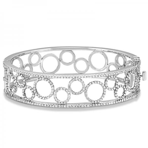 Luxury Diamond Bangle Bridal Bracelet 14k White Gold (6.88ct)