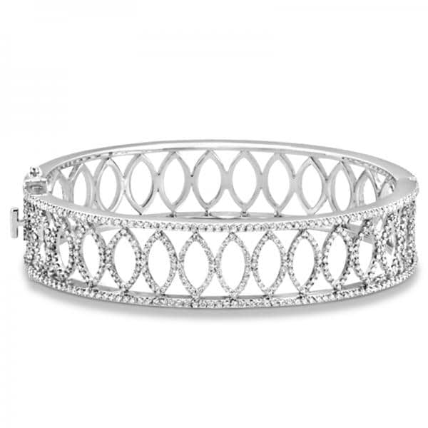 Luxury Diamond Bangle Bridal Bracelet 14k White Gold (5.25ct)