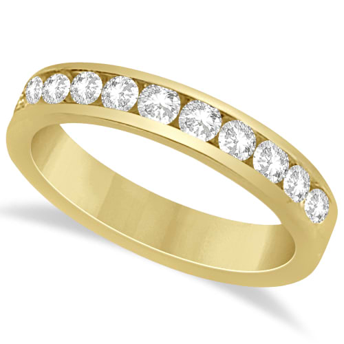 Channel Set Moissanite Anniversary Ring Band 14K Yellow Gold 0.66ctw