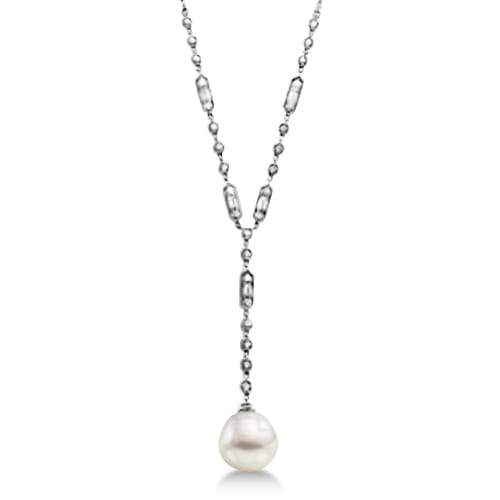 Paspaley Cultured South Sea Pearl & Diamond Necklace 14K W. Gold (11mm)