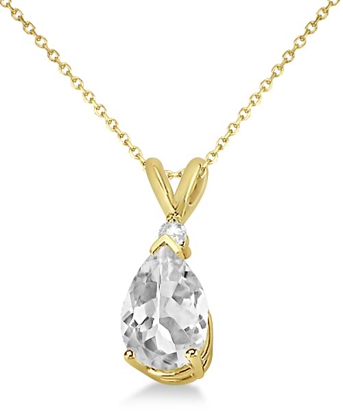 Pear-Cut Faceted Moissanite Pendant Necklace 14K Yellow Gold 2.00ctw