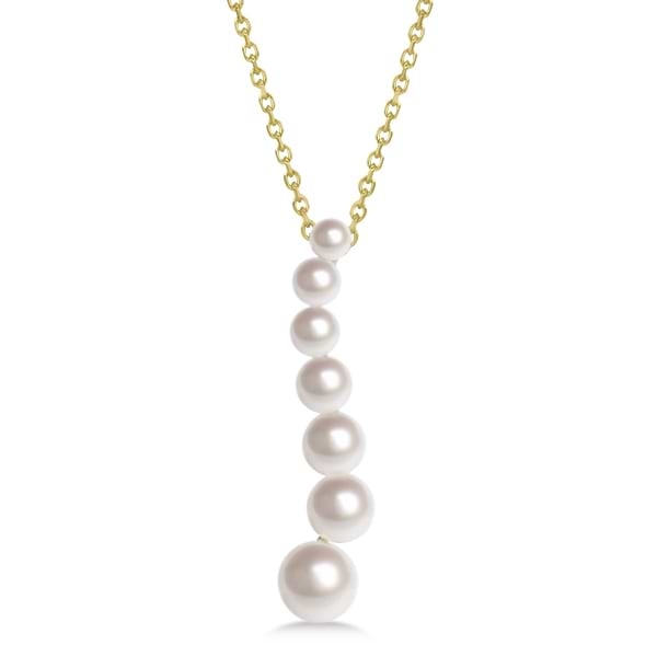 Cultured Freshwater Pearl Journey Necklace 14K Yellow Gold 3.50-6.50mm