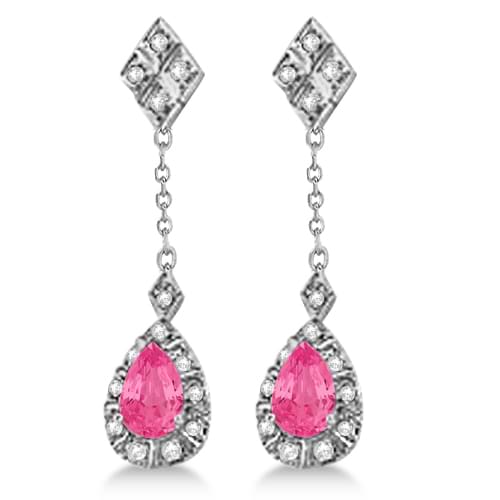 Diamond and Pink Tourmaline Dangling Earring 14K White Gold (1.72ct)