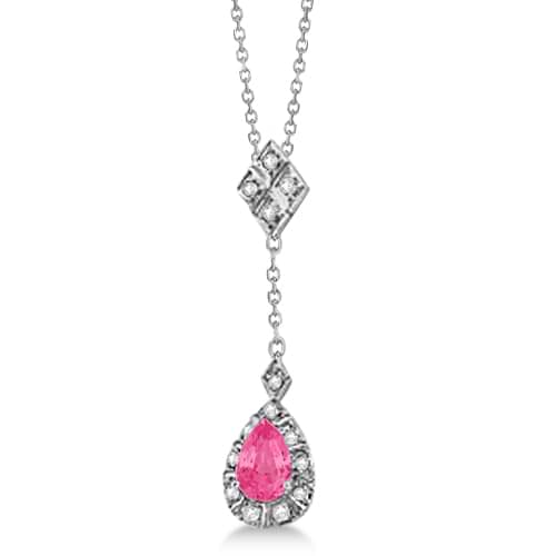 Diamond and Pink Tourmaline Pendant Necklace 14K White Gold (0.56ct)