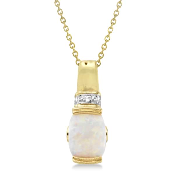 Opal Pendant with Pink Tourmaline & Diamonds 14K Yellow Gold 1.29ctw