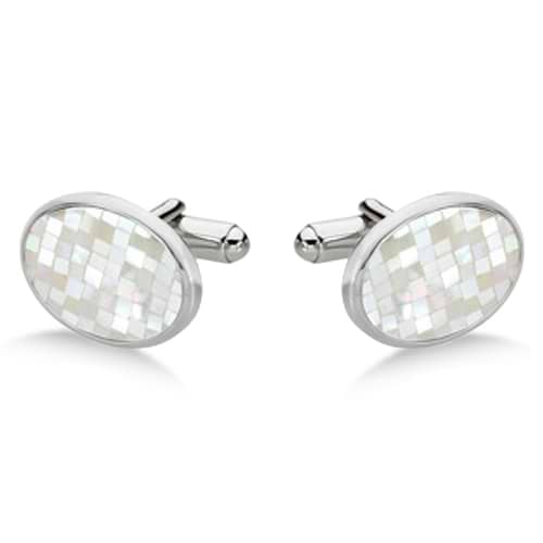 Mother of Pearl Cuff Links in Sterling Silver