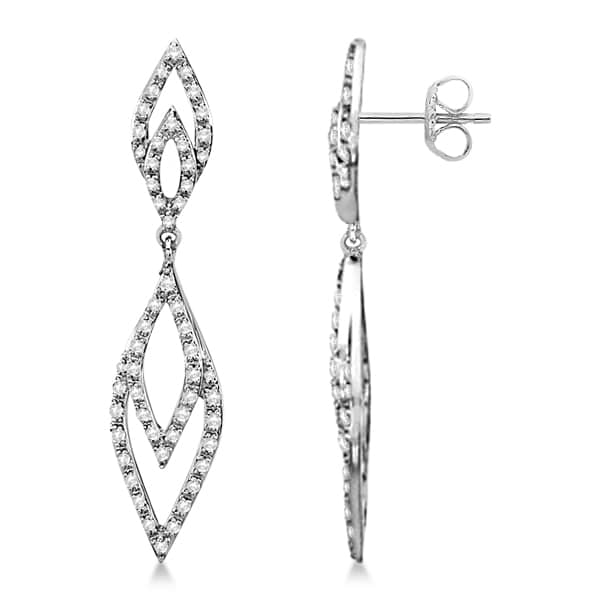 Ladies Diamond Hanging Drop Earrings in 14K White Gold 0.50ctw