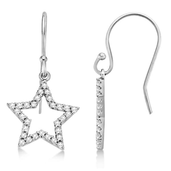 Dangle Diamond Star Earrings 14k White Gold (0.34ct)