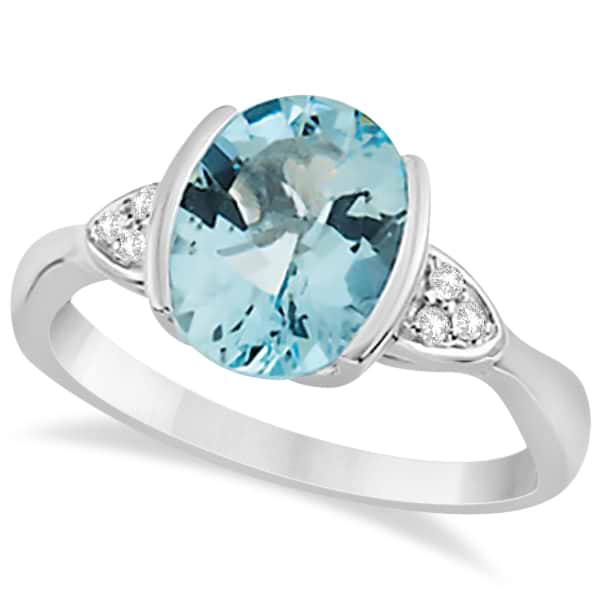 Chanel Set Aquamarine & Diamond Ring 14K White Gold 2.16ctw