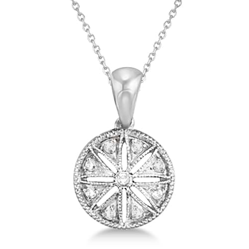Vintage Circle Diamond Pendant Necklace Sterling Silver (0.05ct)