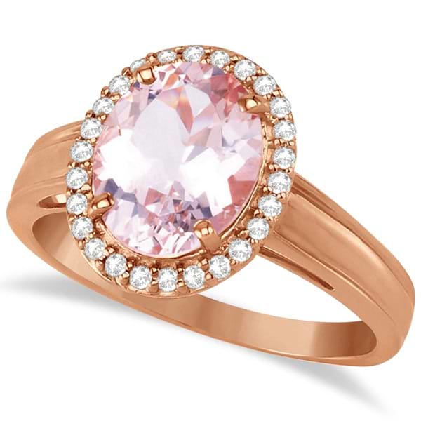 Diamond and Oval Pink Morganite Ring in 14K Rose Gold (2.43ct)