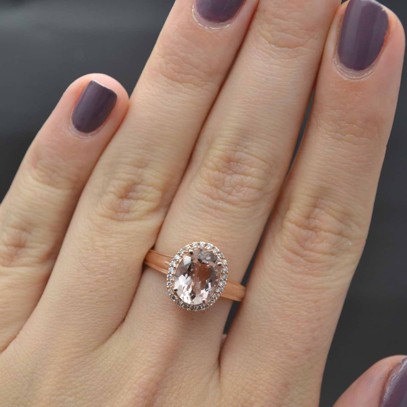 Diamond and Oval Pink Morganite Ring in 14K Rose Gold (2.43ct)