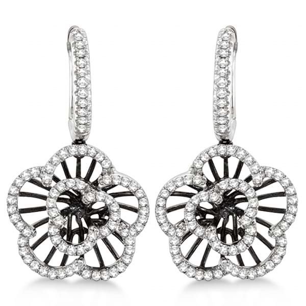 Dangle Flower Diamond Earrings 14kt White Gold (0.62ct)