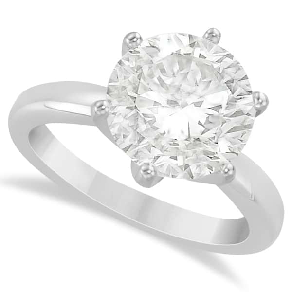 Round Solitaire Moissanite Engagement Ring 14K White Gold 4.00ctw