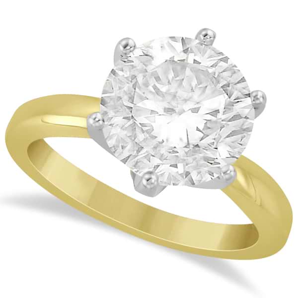 Round Solitaire Moissanite Engagement Ring 14K Yellow Gold 3.50ctw