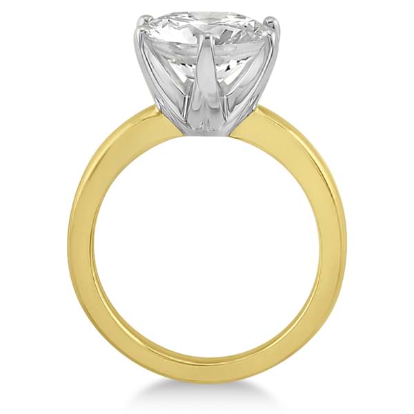 Round Solitaire Moissanite Engagement Ring 14K Yellow Gold 3.50ctw