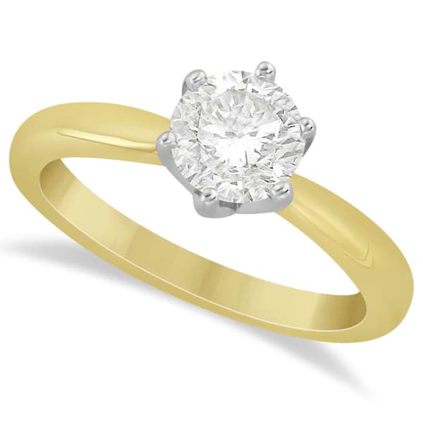 Round Solitaire Moissanite Engagement Ring 14K Yellow Gold 1.00ctw