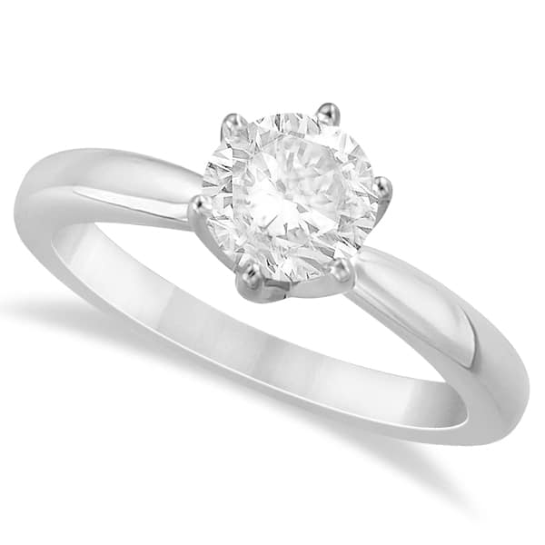 Round Solitaire Moissanite Engagement Ring 14K White Gold 1.25ctw