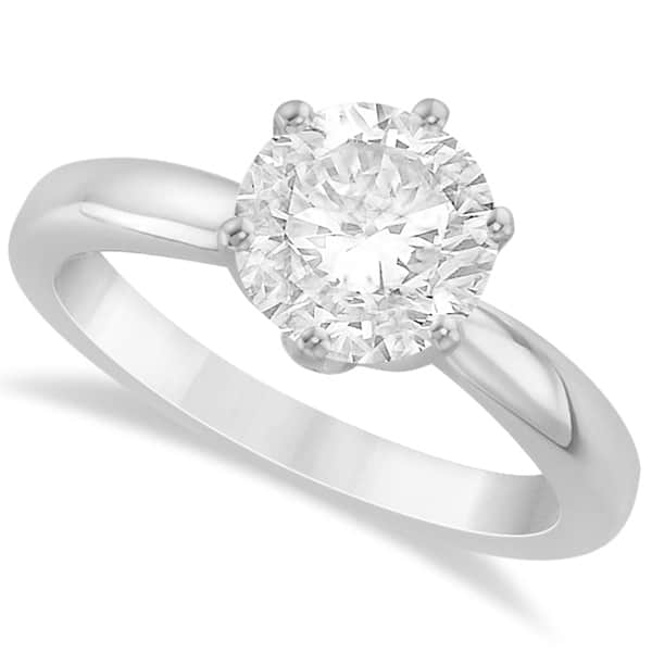 Round Solitaire Moissanite Engagement Ring 14K White Gold 2.00ctw