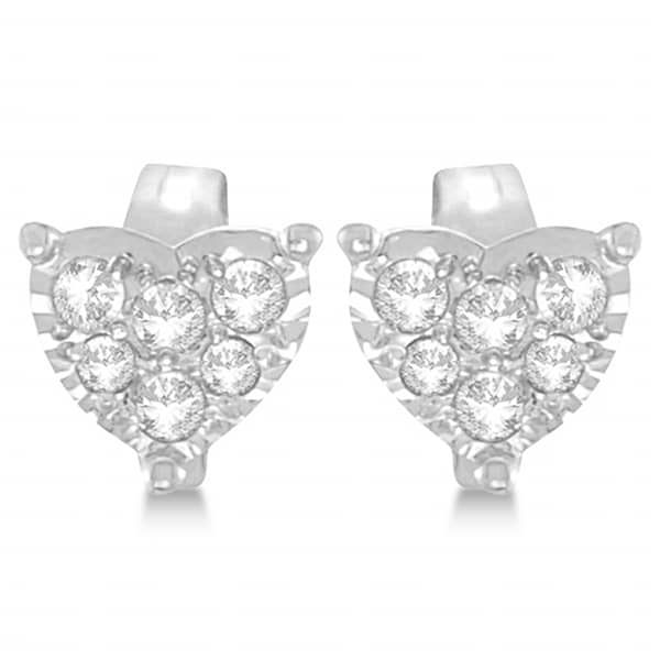 Stylish Cluster Heart Diamond Earrings 14k White Gold (0.15ct)