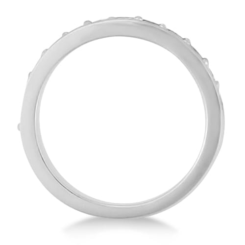 Semi Eternity Moissanite Wedding Ring Band 14K White Gold 0.65ctw