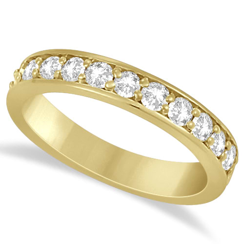 Semi Eternity Moissanite Wedding Ring Band 14K Yellow Gold 0.65ctw