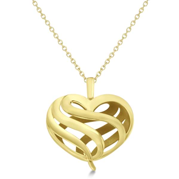 Swirl Heart Fashion Pendant Necklace in 14k Yellow Gold