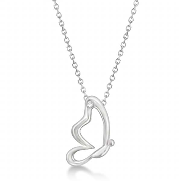 Diamond Butterfly Pendant Necklace in Sterling Silver (0.03ct)