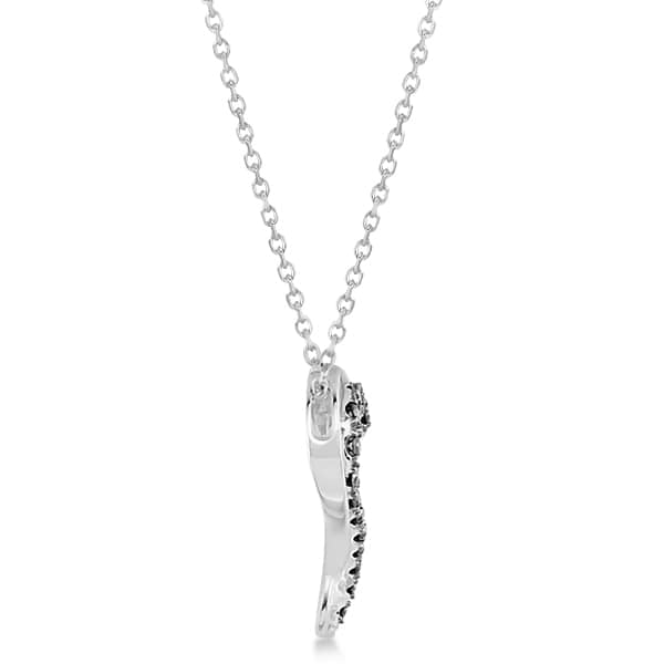 Black & White Twisted Diamond Heart Necklace Sterling Silver 0.21ct