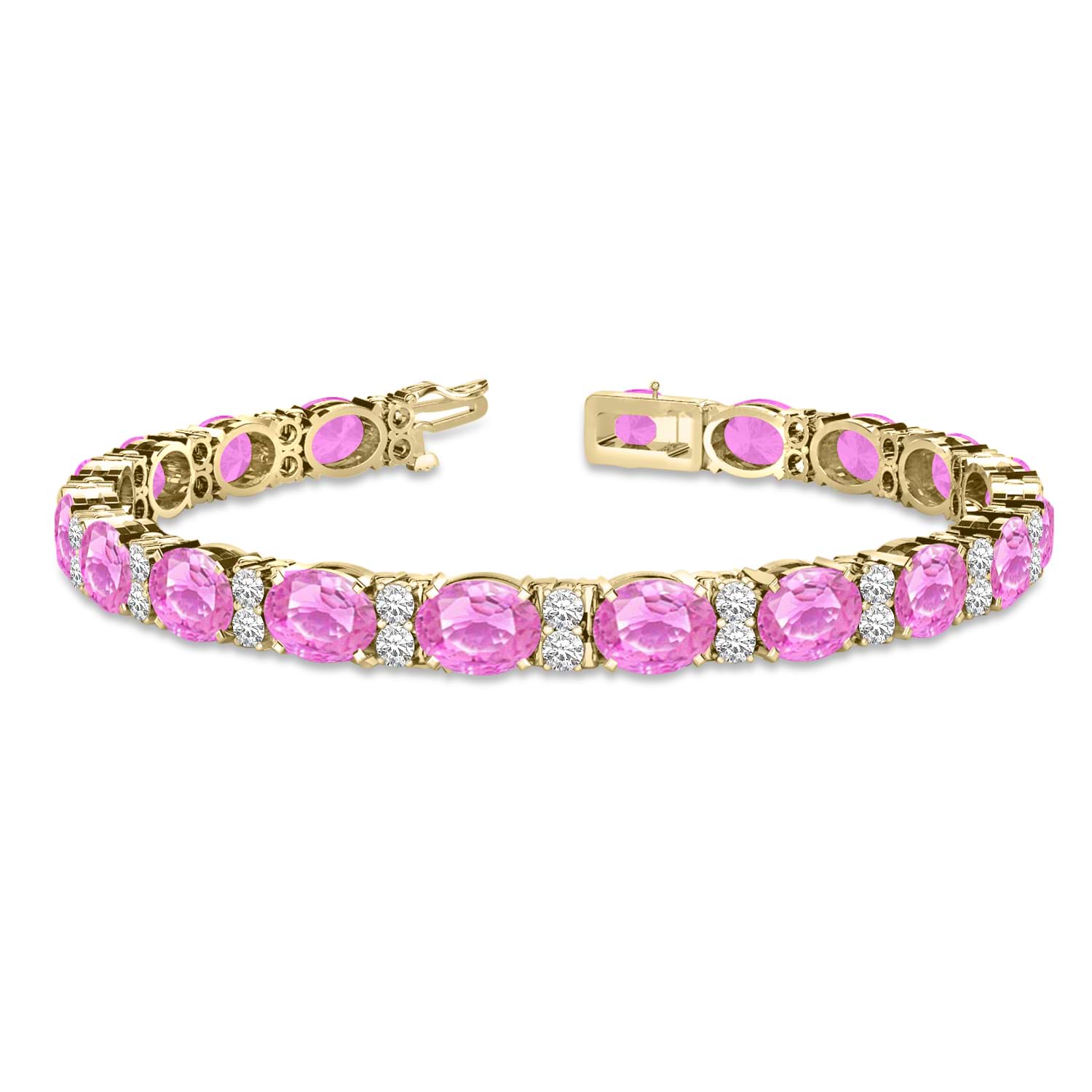 14k Gold Diamond Pink Sapphire Buckle Bangle Bracelet 40 Grams - Etsy