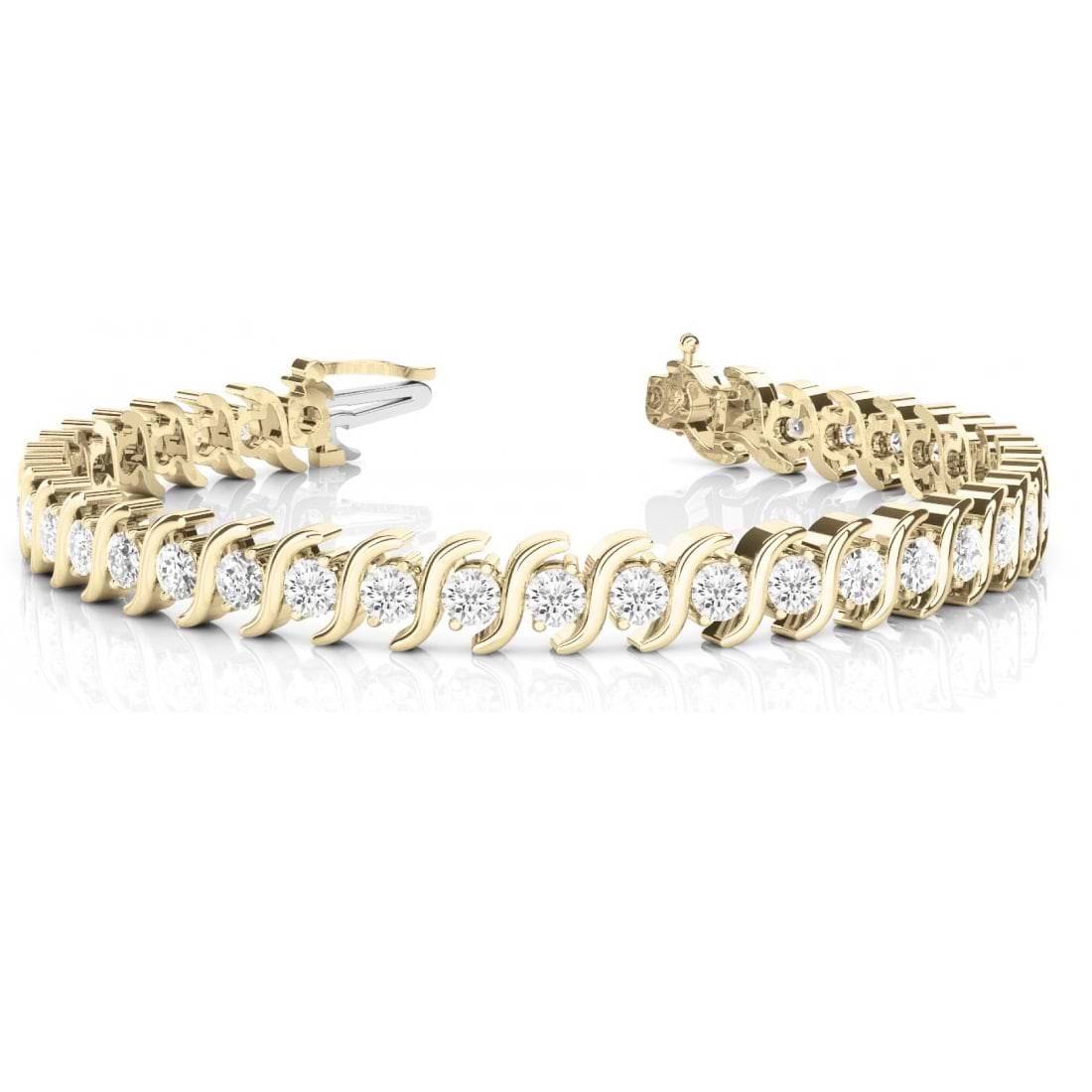 Diamond Tennis S Link Bracelet 14k Yellow Gold (3.08ct)