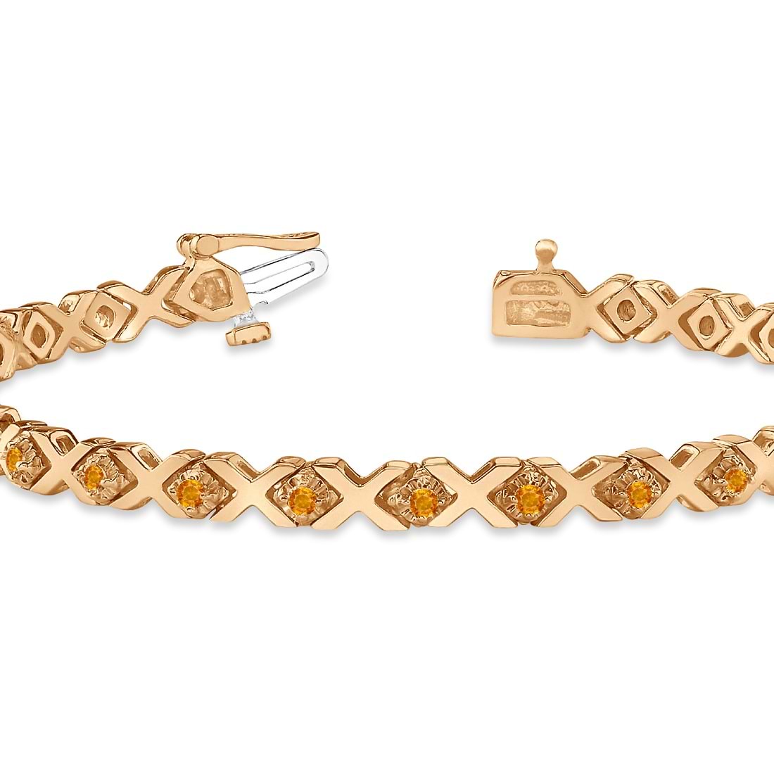 Citrine XOXO Chained Line Bracelet 14k Rose Gold (1.50ct)