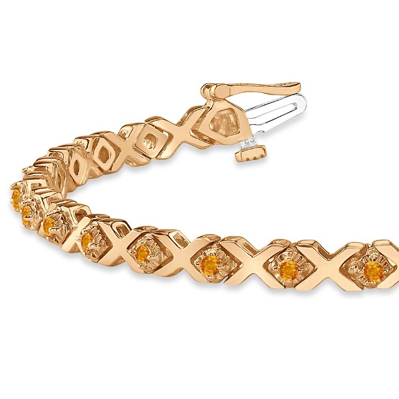 Citrine XOXO Chained Line Bracelet 14k Rose Gold (1.50ct)