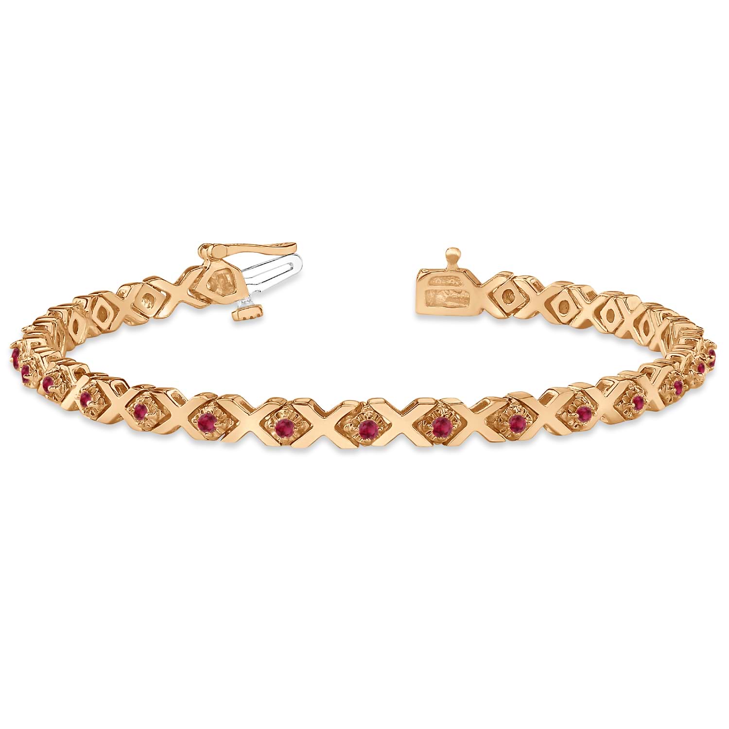 Ruby XOXO Chained Line Bracelet 14k Rose Gold (1.50ct)