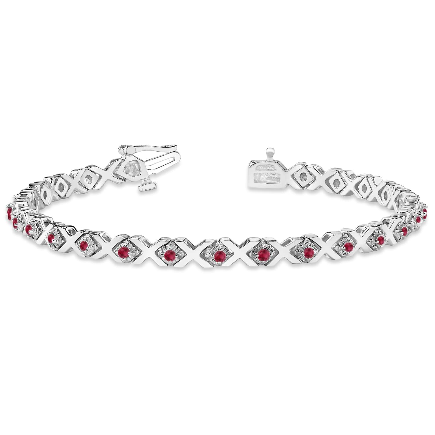 Ruby XOXO Chained Line Bracelet 14k White Gold (1.50ct)