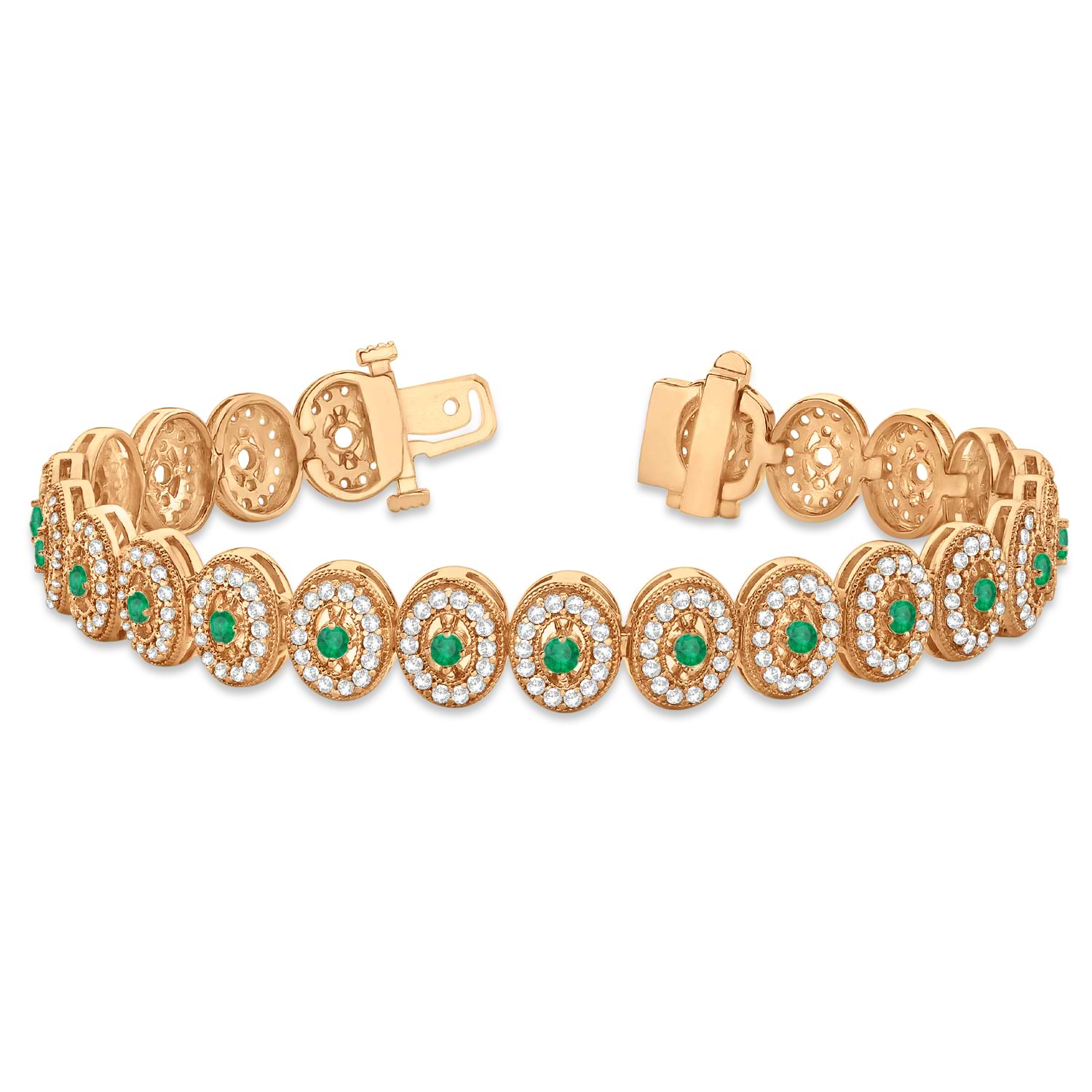 Emerald Halo Vintage Bracelet 18k Rose Gold (6.00ct)