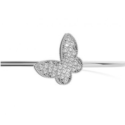 Diamond Butterfly Pave Bangle Bracelet 14k White Gold (0.60ct)