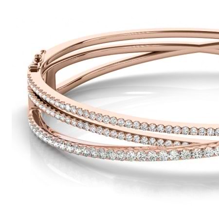 Diamond Multi-Row Bangle Bracelet 14k Rose Gold (2.27ct)