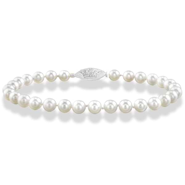 7 inch Akoya Cultured Pearl Bracelet with 14K Gold Clasp  7.0-7.5mm