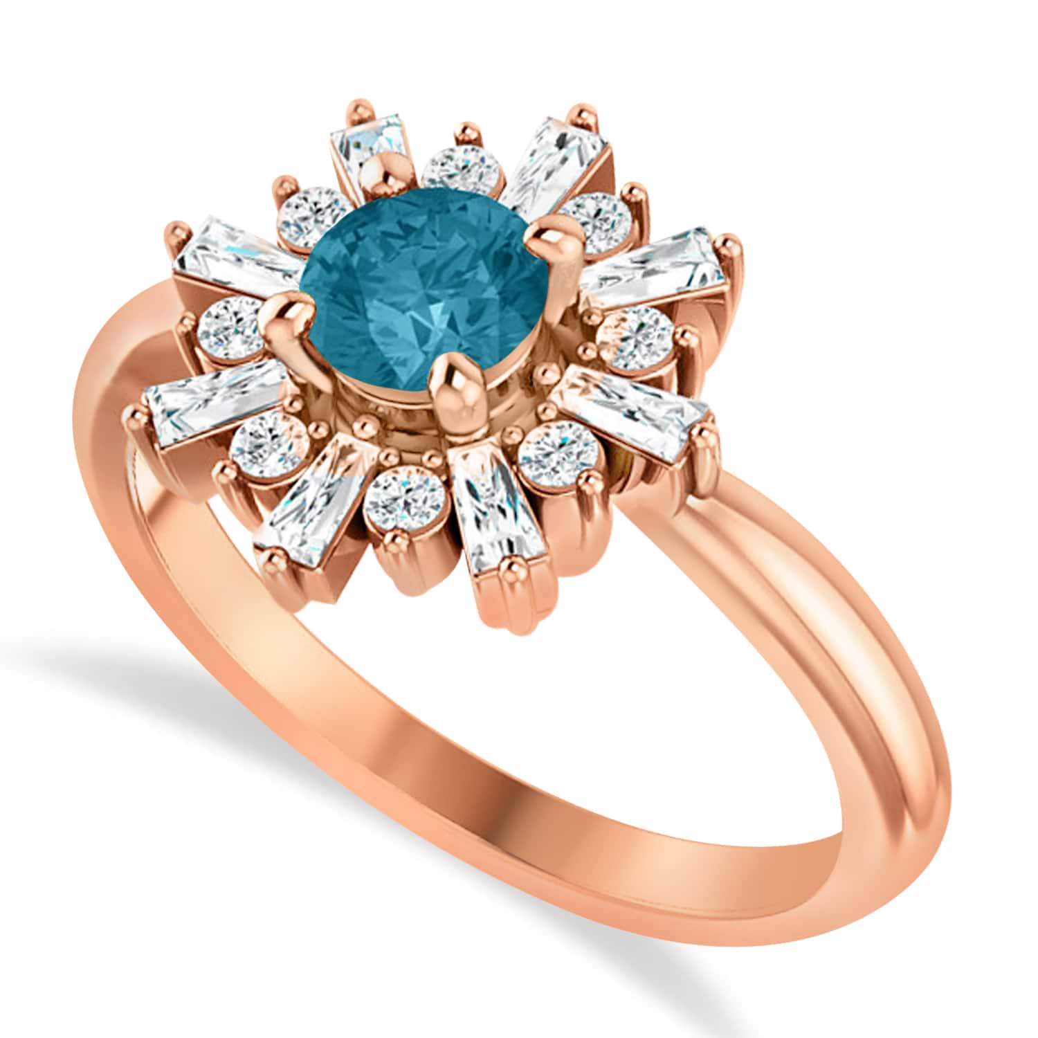 Diamond Blue Topaz Halo Ring 14k Rose Gold (1.12ct)