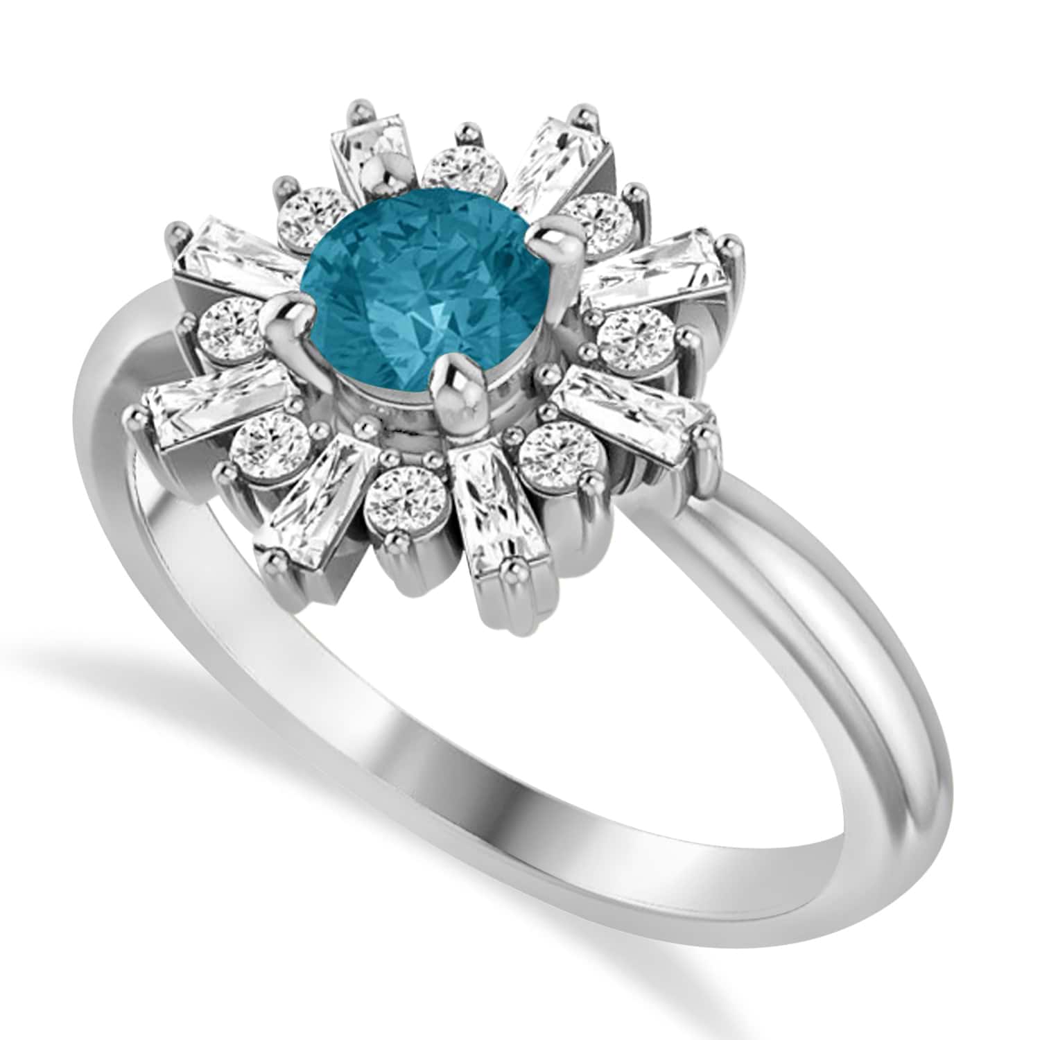 Diamond Blue Topaz Halo Ring 14k White Gold (1.12ct)