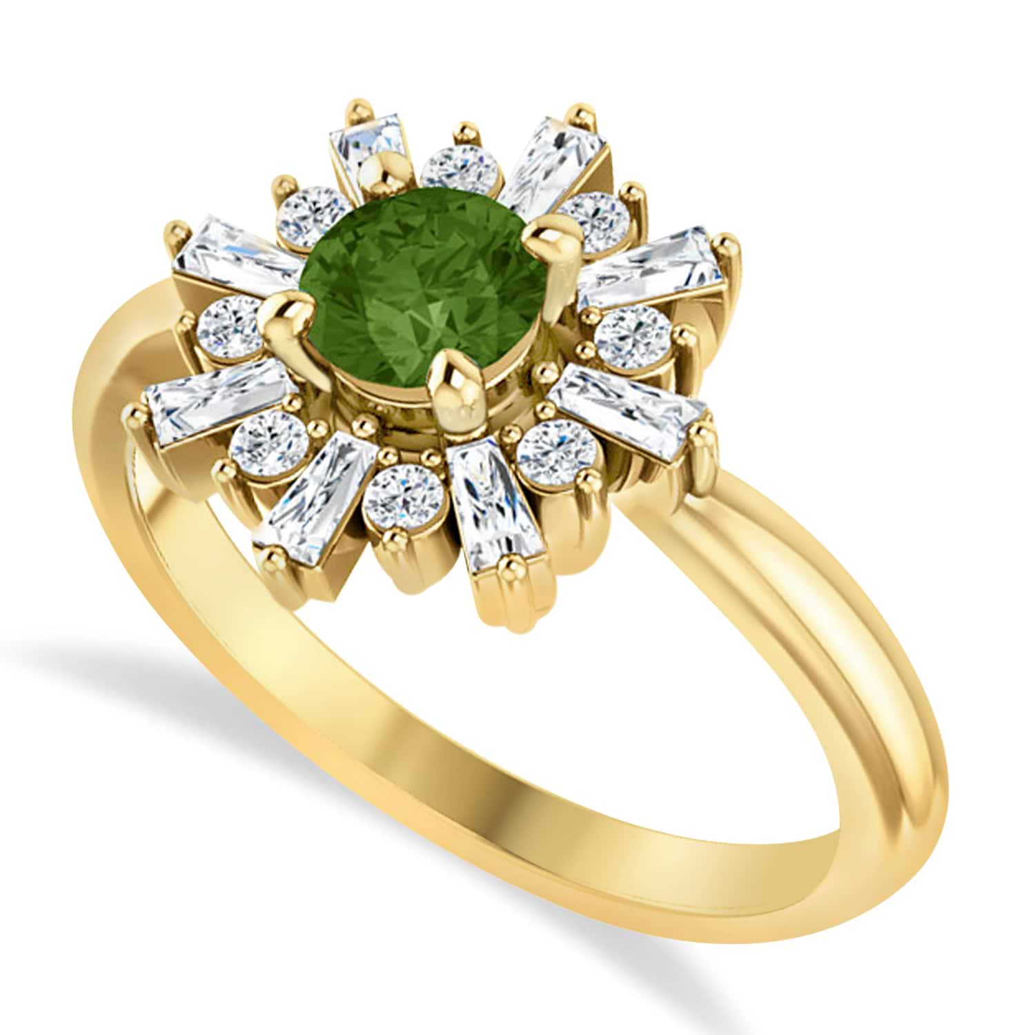 Diamond Green Tourmaline Halo Ring 14k Yellow Gold (1.01ct)